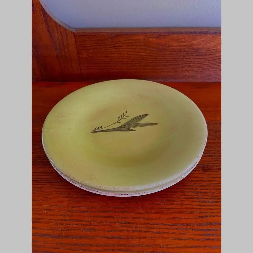 Sur La Table Set of 2 Green Salad Plates Leaf Design 8.75